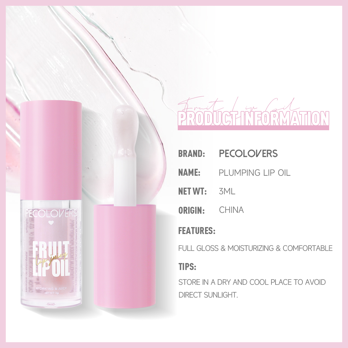 Glitter Plumping Lip Gloss Jelly Strawberry Moisturizer Fruit Lip Oil Transparent Fullness Lip Tint Gel Soft Tube Makeup LipCare — image 3