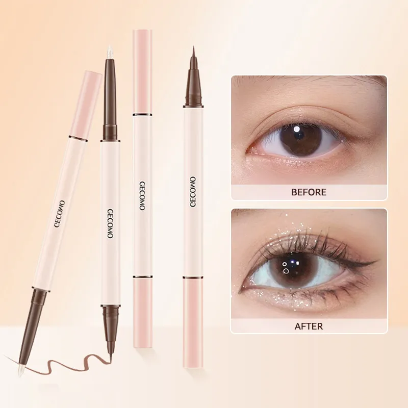 3D star eye double head silkworm pen keep makeup lasting waterproof and not easy to stain brighten — image 1