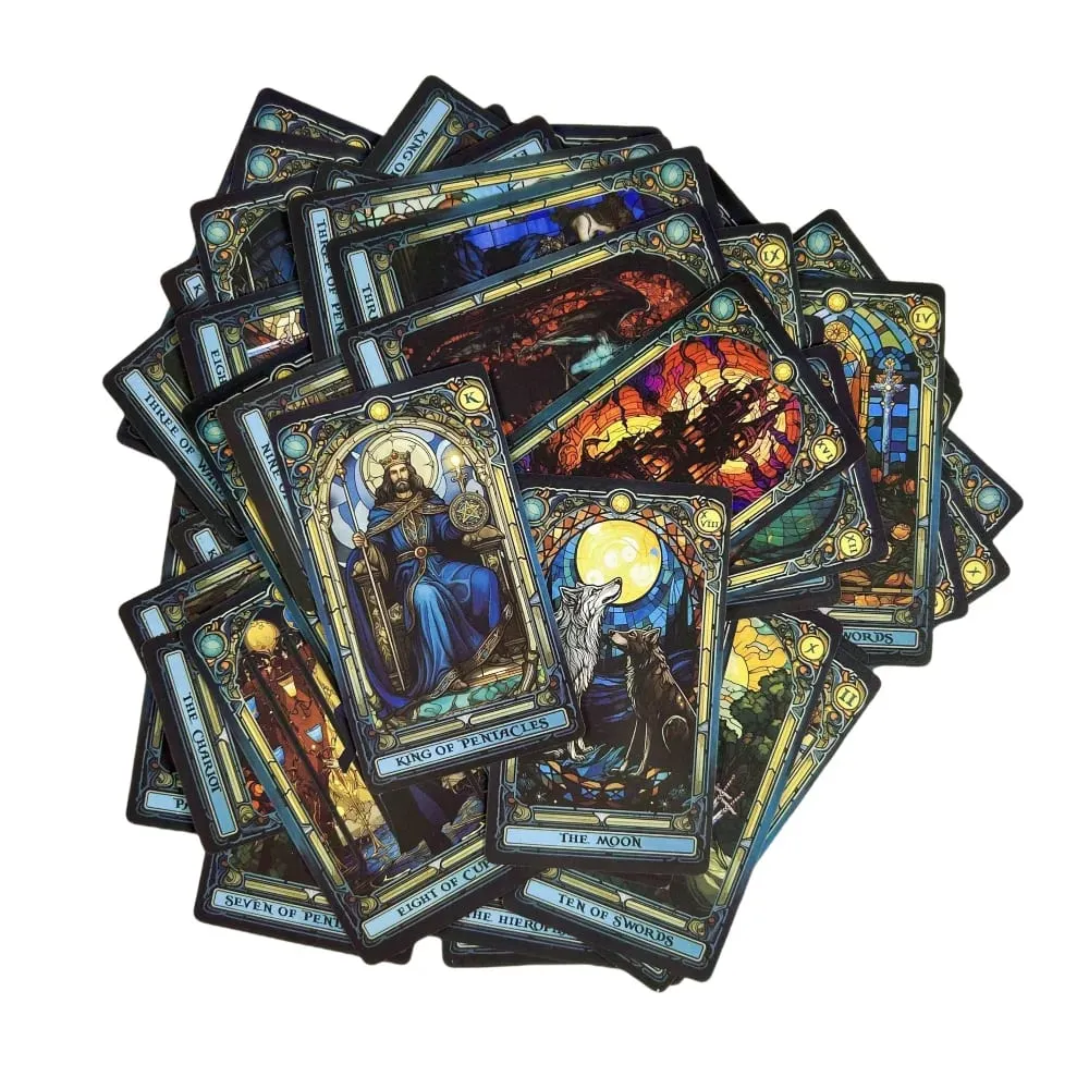 Complete Stained Glass Tarot Deck Cards For Family Party High Quality Fortune Telling Divination Tarot Cards Game — image 6