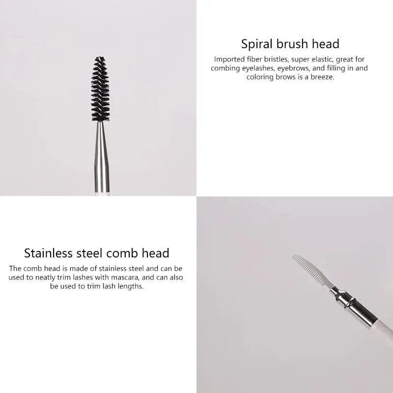1pc Dual ended Brow Comb Makeup brush Eyebrow Make up brushes stainless steel Eye Lashes roller Eyelashes white Beauty tool 591 — image 3