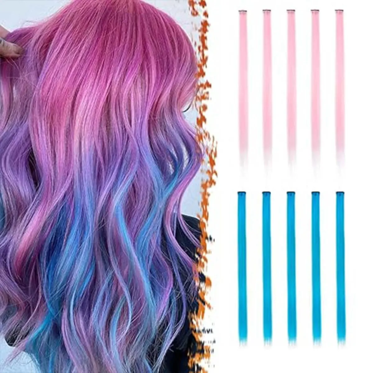 10 PCS Highlights Clip-in Synthetic Hair Extensions Hair Accessories Hairpiece for Girls Women Party Favor Cosplay Gift 22 Inch — image 15
