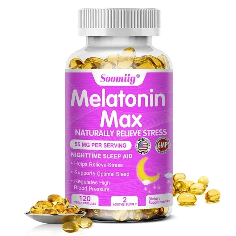 Melatonin 55mg - with MSM Zinc Vitamin D3 & B6 Fall Asleep Faster Stay Asleep Longer Easy To Take Vegan Non-GMO Supplement