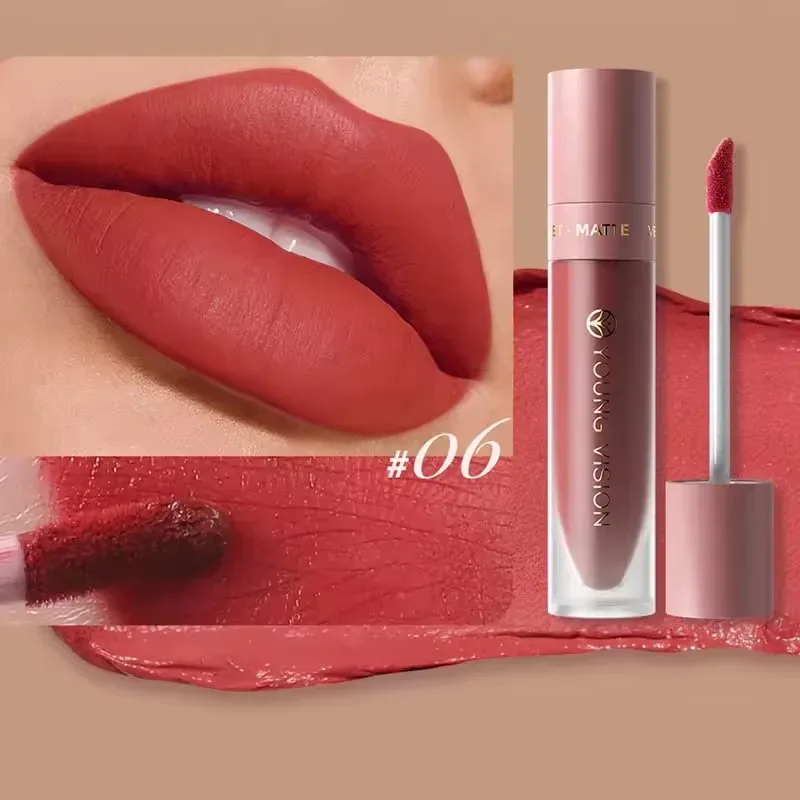 Lip Matte 8-Color Velvet Smooth Easy-to-Apply Square Gloss Tube Waterproof Three-Dimensional Sexy Plumping Lipstick Makeup