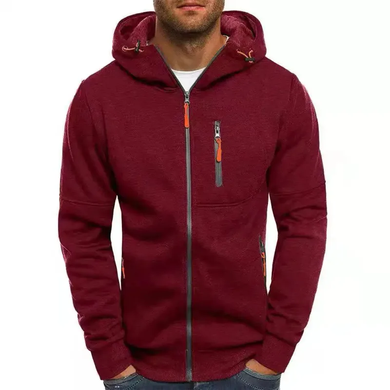 Maglione da uomo Cardigan Giacca con cappuccio Tasca con cerniera Giacca jacquard Sport Fitness Tempo libero all'aria aperta Corsa Abbigliamento sportivo in tinta unita — image 13