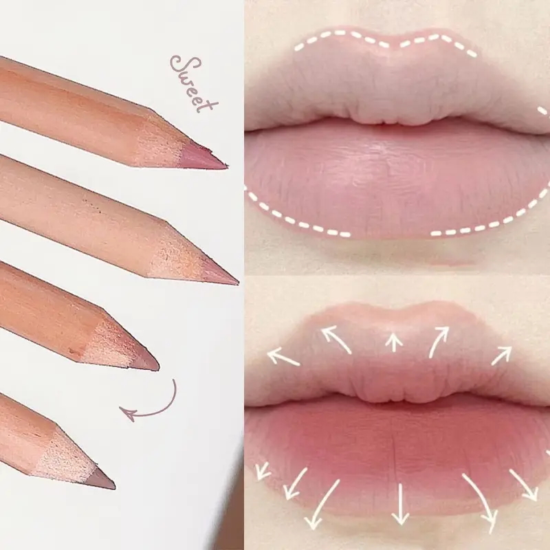Wooden Matte Lip Liner Pencil Long Lasting Waterproof Nude Low Saturation Lip Pencil Natural Contour Lip Makeup for Beginners — image 2