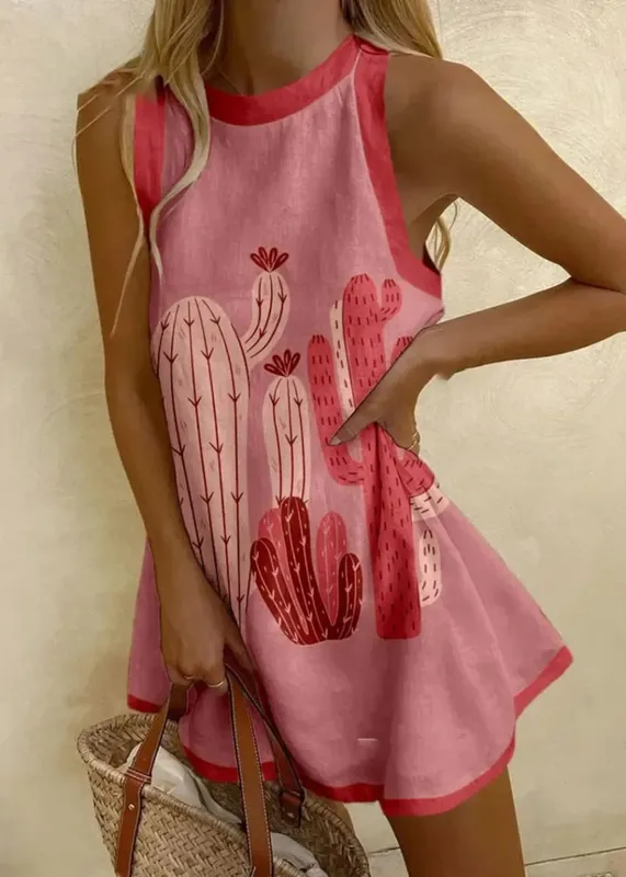 Summer Dress Casual Retro Printed Temperament Dresses Women Comfortable Shirtdress New Vacation Beachwear Sleeveless Dresses — image 3