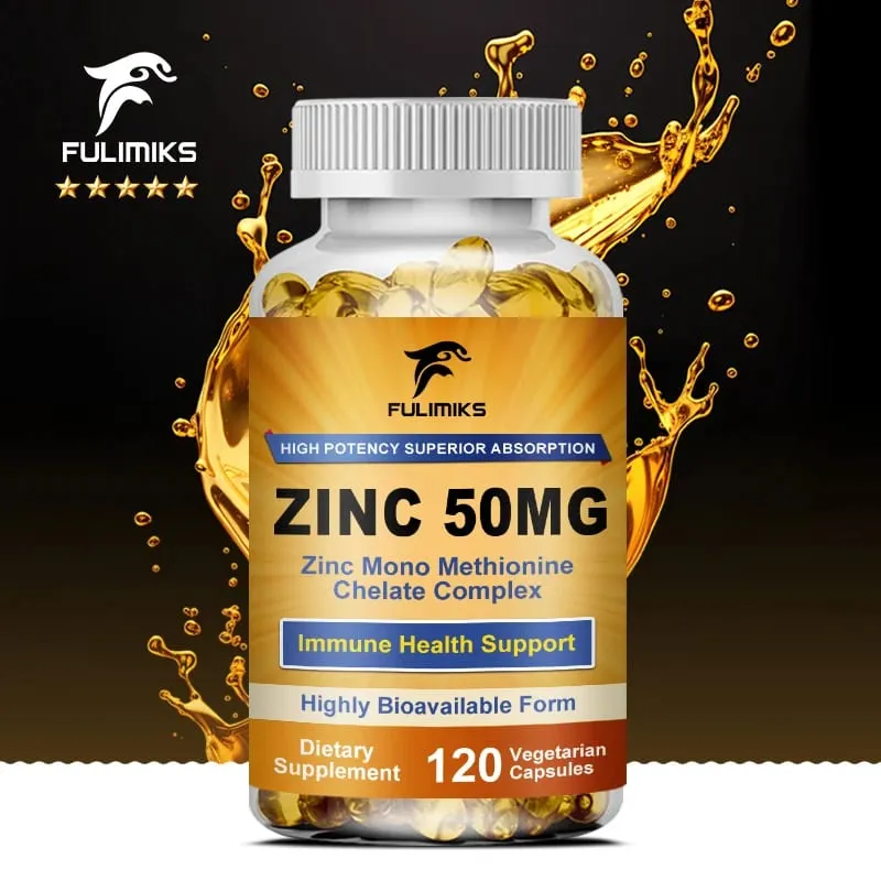Premium Pure Zinc Capsules 50 mg Supplement High Absorption Boosts Immune Antioxidant Skin Cognitive Health — image 1