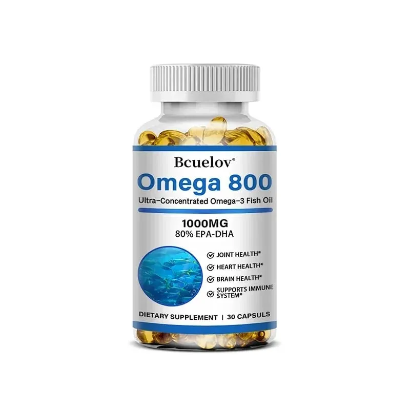 Bcuelov Fischöl Omega-3-Ergänzungsmittel, 1000 mg Kapseln, Omega-3-Fischöl für eine gesunde Herz-Gehirn-Unterstützung, 30/60/120 Kapseln — image 8