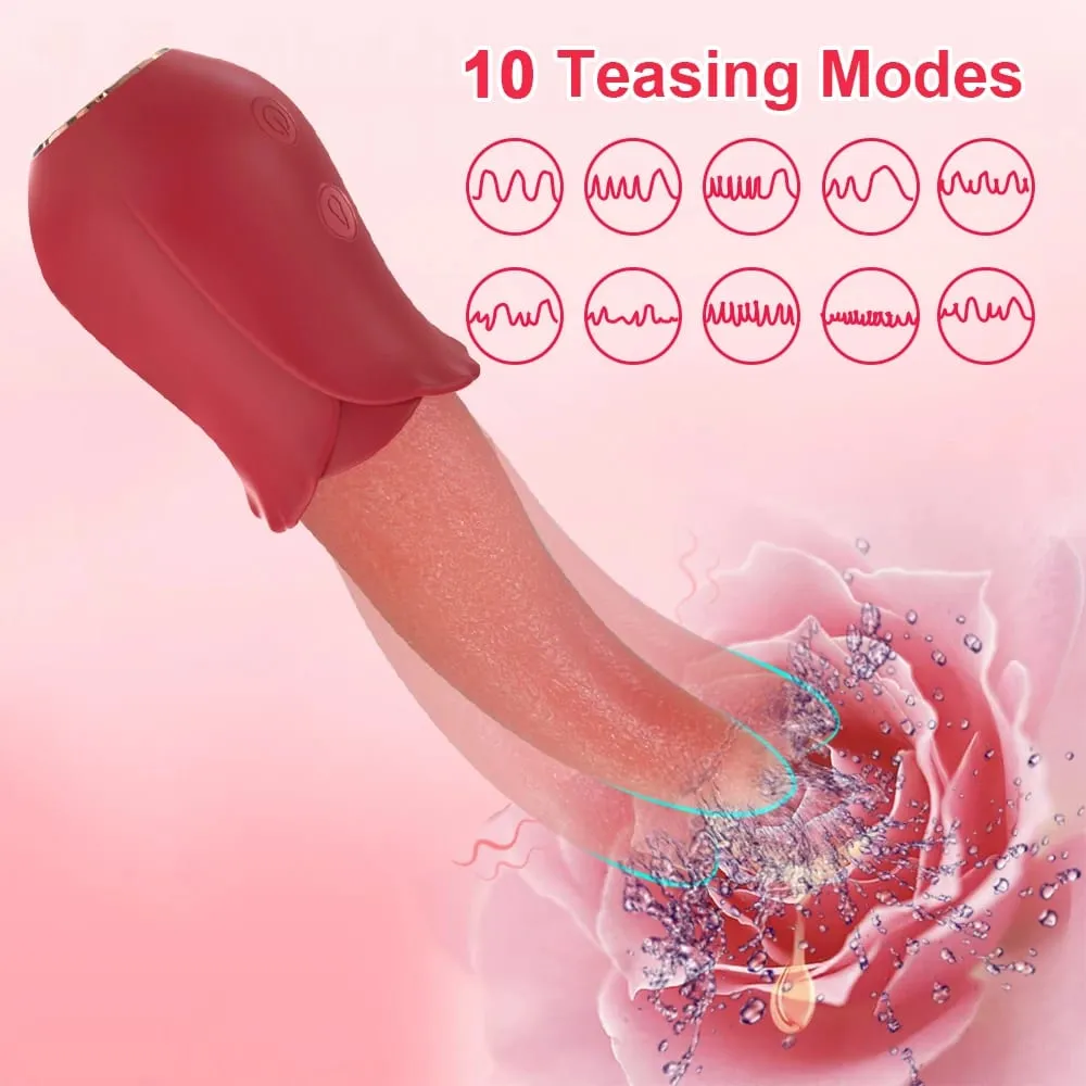 Sucking Rose Vibrator with Tongue Licking for Women Clitoral Stimulation Nipples Stimulator Female Adult Goods Sex Toys 18+ — image 2