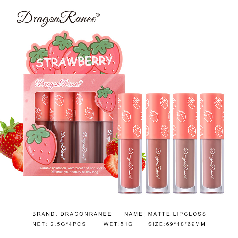 Mini Velvet Matte Lip Gloss Set 3pc/4pcs Non-Fading Non-Stick Cup Long-Lasting Fruit Scented Lip Tint Smooth and Lightweight — image 5