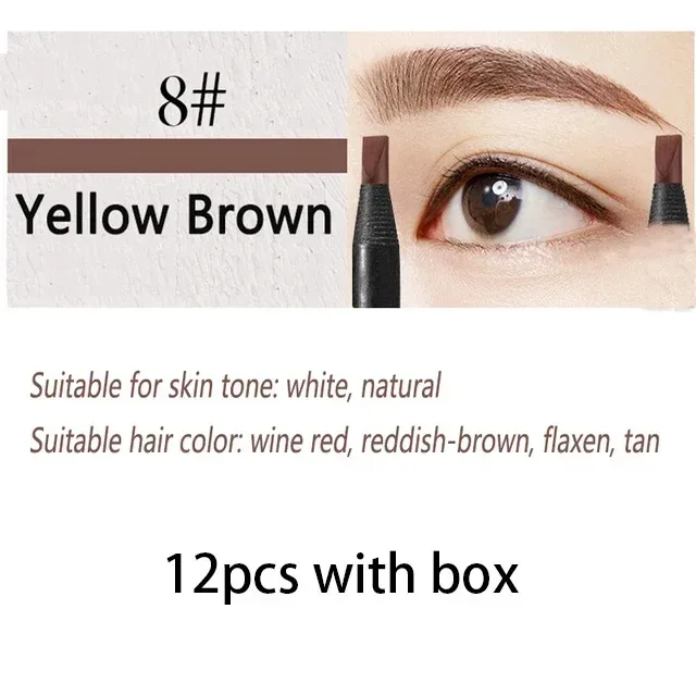 6/12PCS Eyebrow Pencil Hard Core Wholesale Makeup Pull Line Haozhuang Brand Permanent Peel off White Black Waterproof Natural — image 17