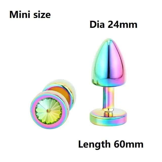Small Size Metal Anal Beads Butt Plug Mini Rainbow Rose gold Butt Plug Crystal Jewelry Trainer Anal Dildo Masturbation Sex Toy — image 32