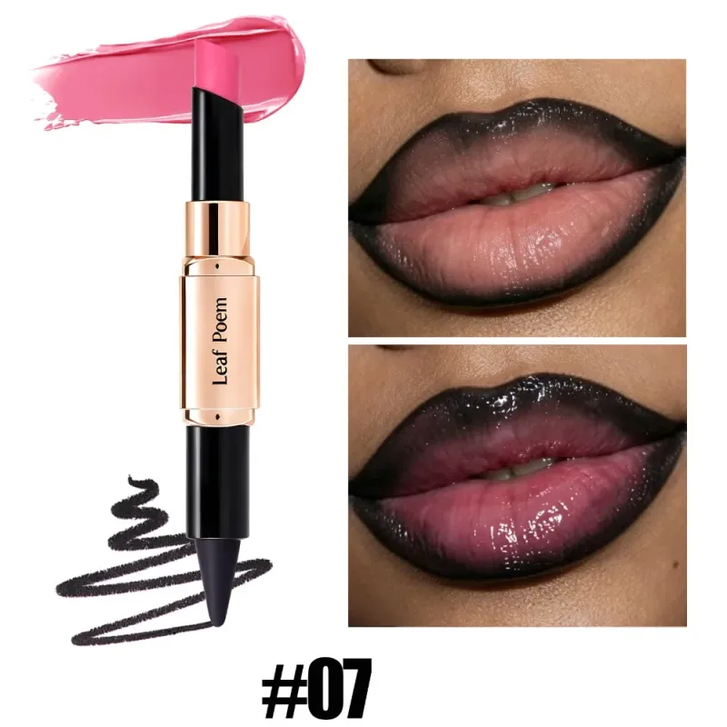 Doppelseitiger 2-in-1-Lipliner-Lippenstift, wasserfest, matt und satiniert, schräge Spitze, feuchtigkeitsspendender Lippenkonturenstift, langlebig — image 14