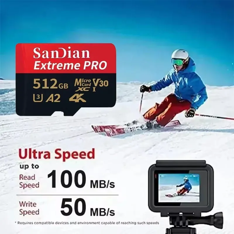 Sınıf 10 U3 V30 Su Geçirmez Bellek SD Kartları USB Adaptörü ile 128 GB 512 GB Telefon Dizüstü Kamera için Yüksek Hızlı Mikro TF/SD Kart — image 3