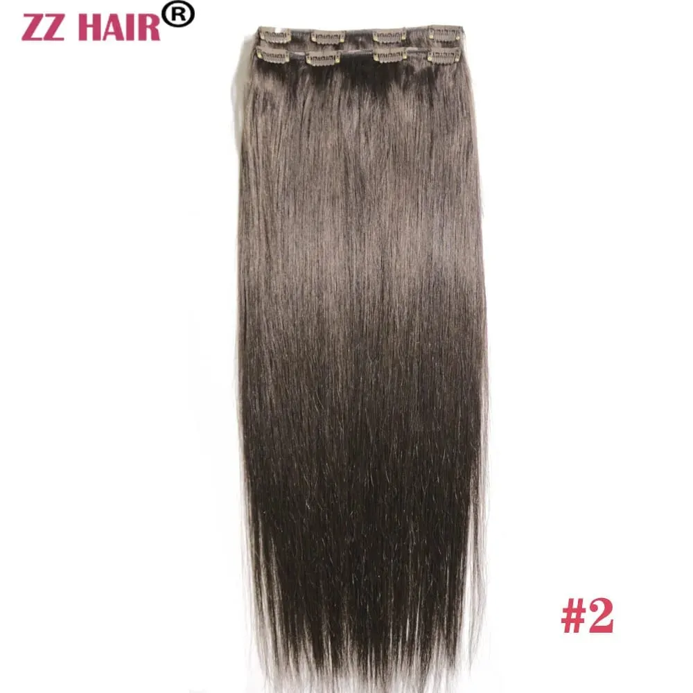 100% Human Remy Hair Extensions 16"-28" 2pcs Set 100g-200g 2x20cm Clips-in Two Pieces Natural Straight