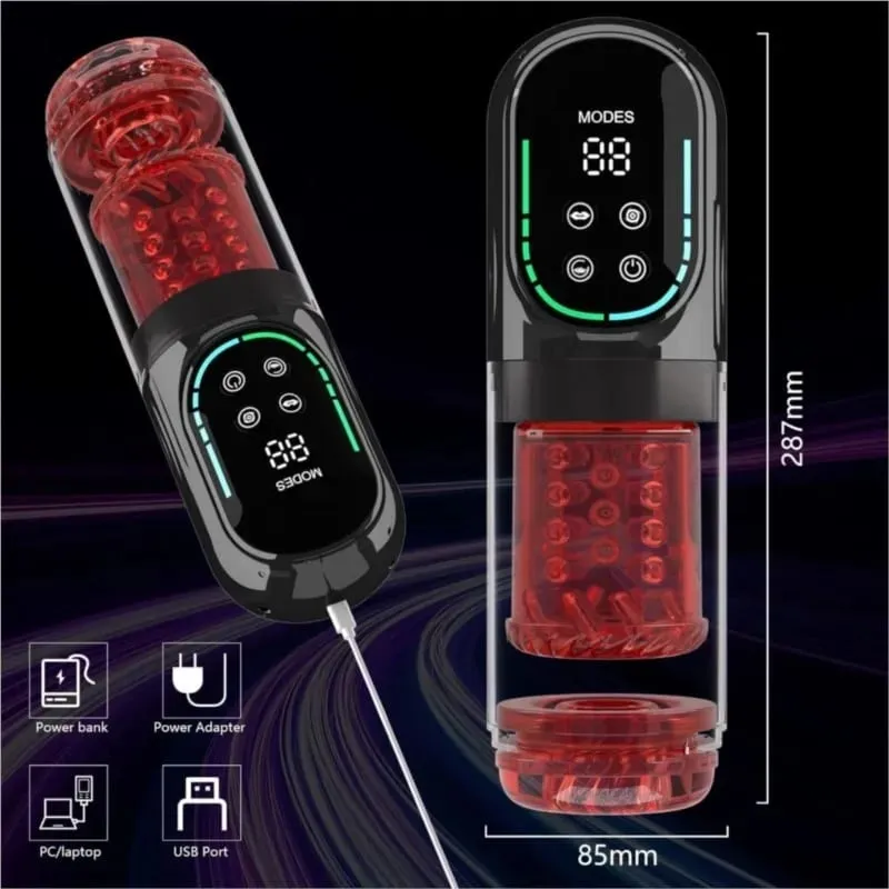APP LED Coppa automatica per masturbazione maschile 7 Succhiare Leccata rotante Modalità di spinta Stroker Giocattoli sessuali per uomini Simulatore di pompini — image 4