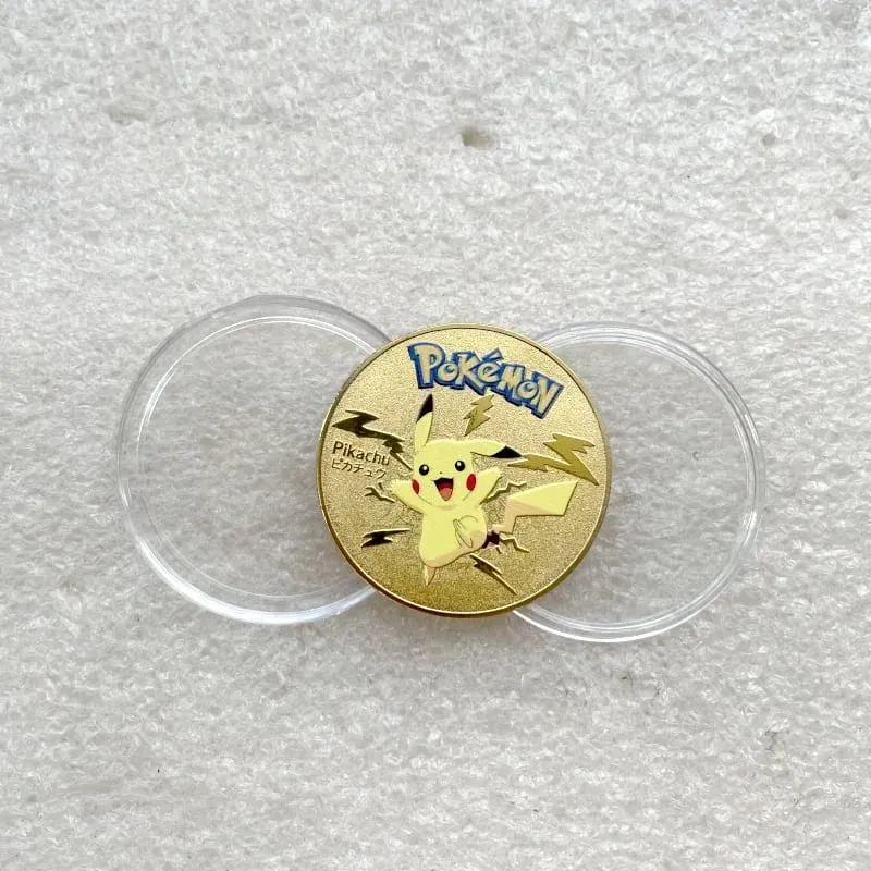 Syiling Emas Pokemon Pikachu Anime Commemorative Coin Charizard Golden Round Metal Syiling Mainan — image 9