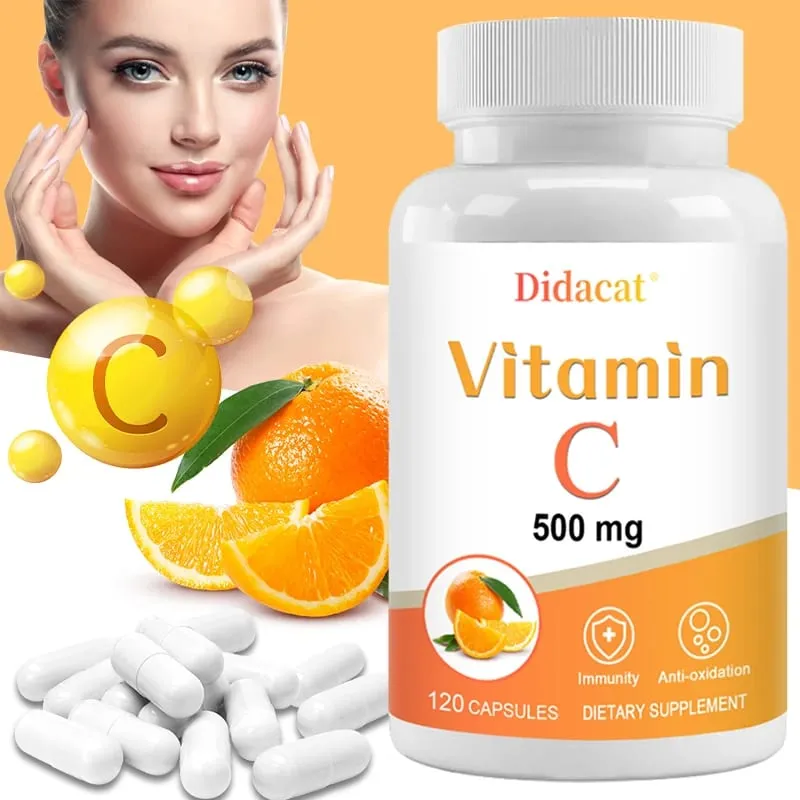 Vitamin C 500 mg 120 Capsules - High Absorption Antioxidant Supplement Immune System and Collagen Supplement Non-GMO — image 1