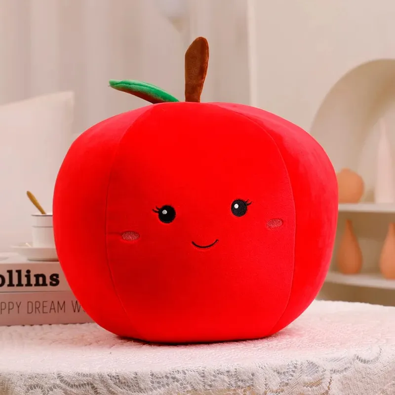 Zu travesseiro de pelúcia super macio, frutas fofas, kiwi, maçã, laranja e legumes, ervilha, pimentão, brinquedos de pelúcia, sofá, decoração de casa, almofada para meninas — image 8