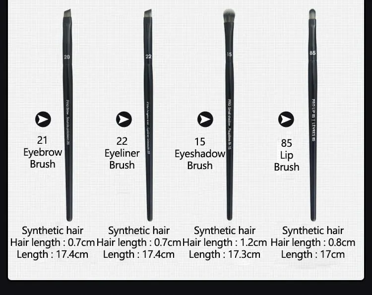 4pcs/set Pro Black Eye Shadow Makeup Brushes Lip Brow Precision Concealer Blending Synthetic hair Smudge Highlight Make Up Brush — image 6
