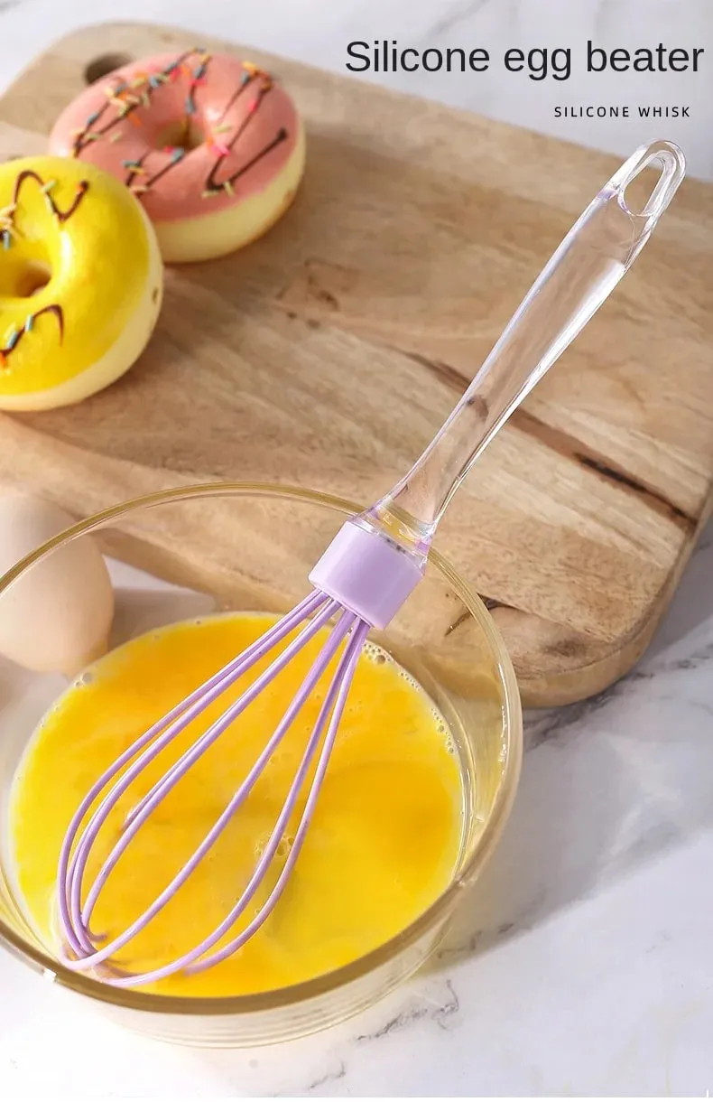 1pc 10-inch manual transparent handle silicone egg beater cake cream mixer egg baking gadget — image 7