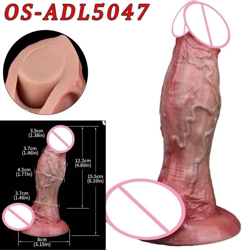 Mainan Seks Stimulator Vagina Anal Kepala Ganda Dildo Panjang Realistis 47Cm dengan Pengisap untuk Pasangan Lesbian Alat Dewasa Pria Gay