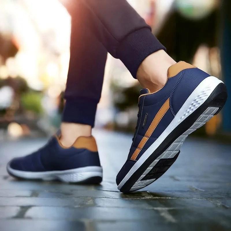Leather Men Shoes Sneakers Trend Casual Shoe Italian Breathable Leisure Male Sneakers Non-slip Footwear Men Vulcanized Shoes — image 5
