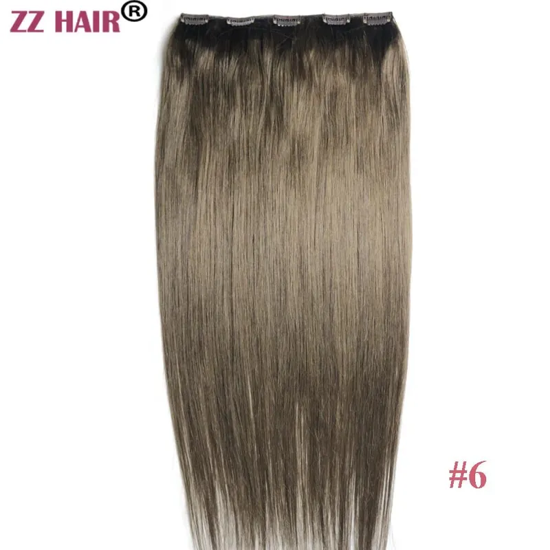 100% Brazilian Human Remy Hair Extensions 16"-26" 5 Clips 1pcs Set No-lace 100g-200g Clips In One Piece Natural Straight