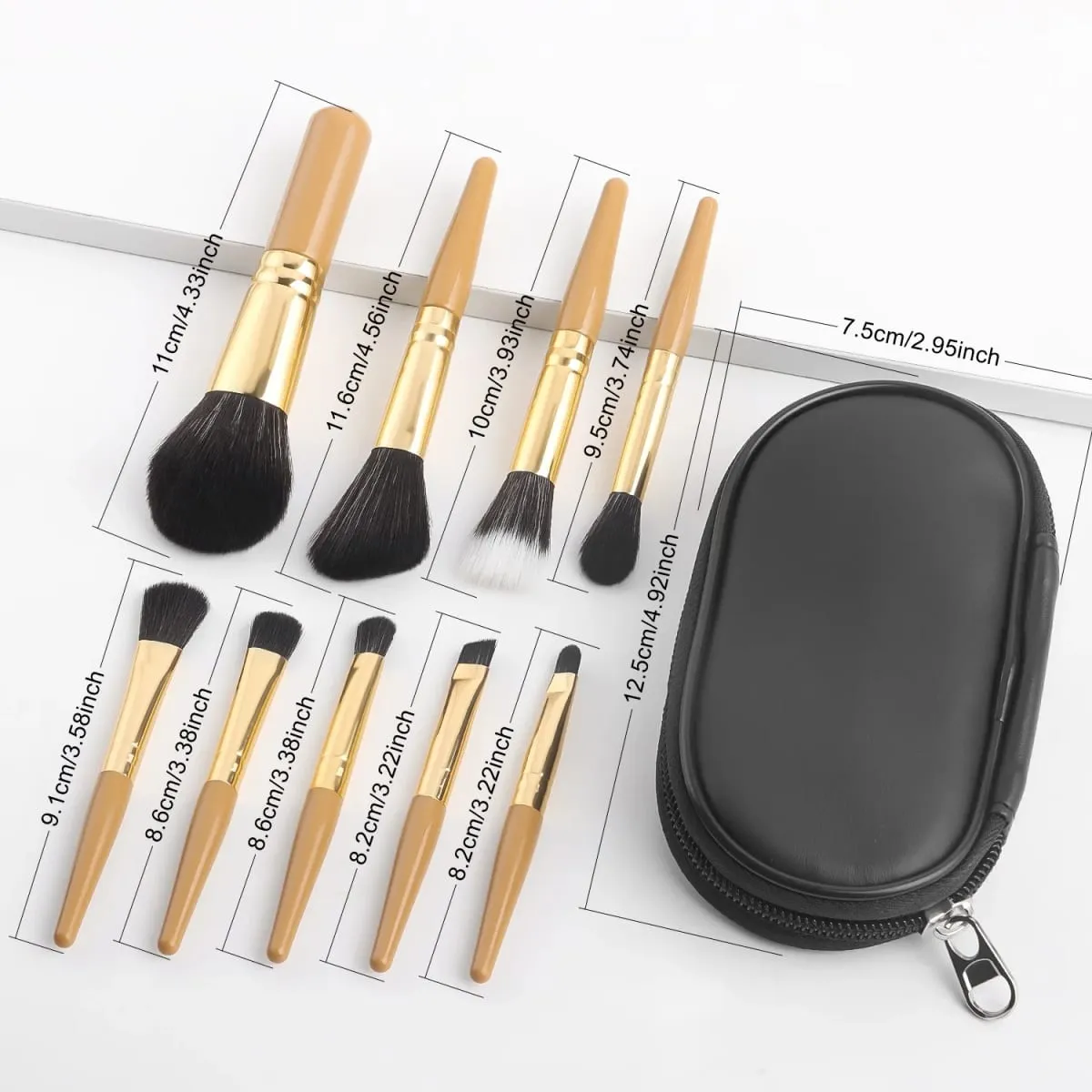 Makeup Brush Sets 9pcs Minimalist Portable With Storage Bag Portable Cosmetic Brushes For Making Up Supply — image 2