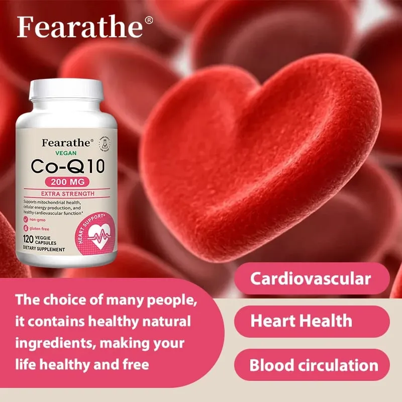 Fearathe CoQ10 200 Mg Capsules - Coenzyme Q10 Supplement Antioxidant Heart Health and Energy Production — image 4