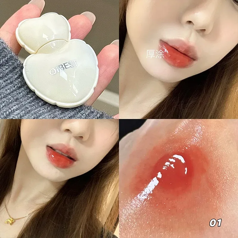 Pintalabios hidratante de gelatina de labios rosa, labios de espejo de larga duración, brillo de labios, Cosméticos coreanos tiernos para estudiantes, tinte de esmalte de labios