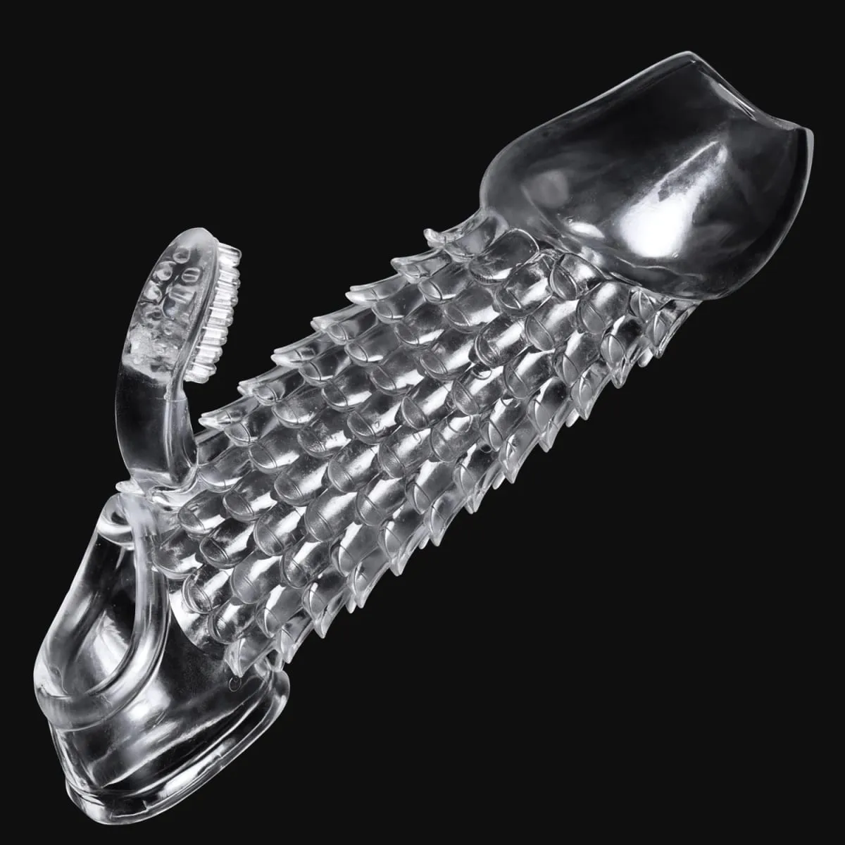 Genanvendelig Tranaparent penis ærmeforstørrelse Forsinkelse Ejakulation Blød TPE Dragon Scales Clear Cock Sleeve Voksen sexlegetøj til mænd — image 1