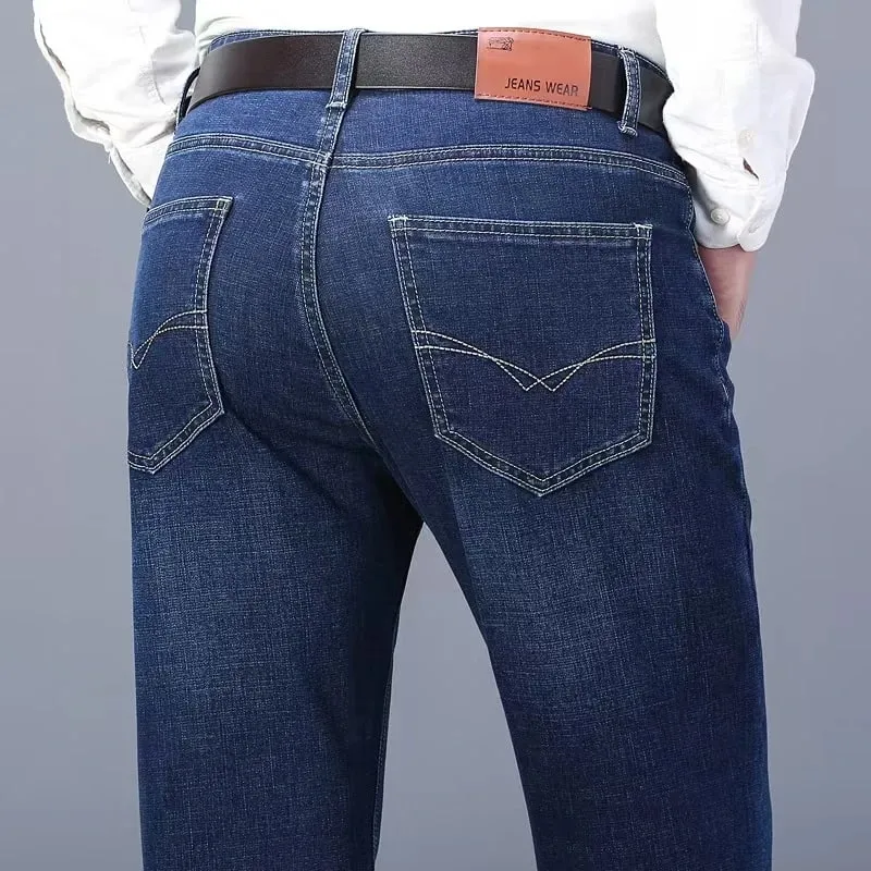 Business Jeans Men Straight Versatile Youth Middle-aged Denim Cheap Work Site Electric Welding Mason Bricklayer Pants Fashion — image 2