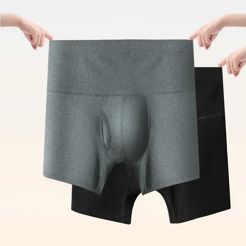 Men's High Waisted Belly-Control Underwear Plus Fat Plus Size Anti-Wear Leg Waist Protection Warm Fleece-Lined Thickeneded Sport — image 6