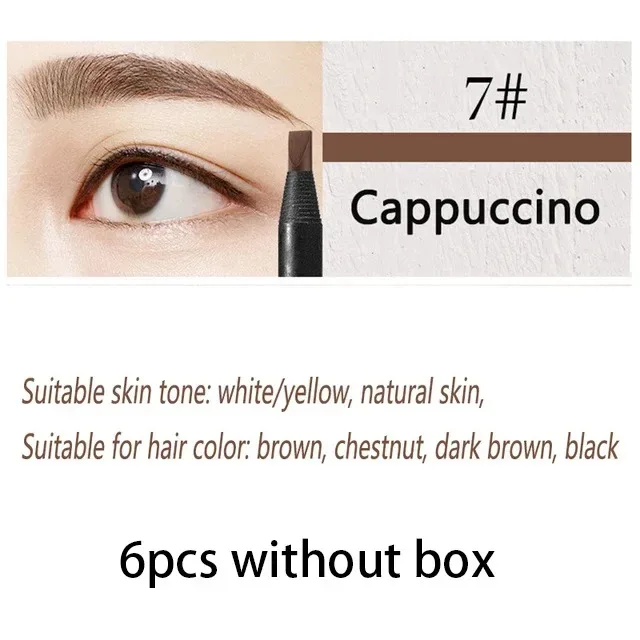 6/12PCS Eyebrow Pencil Hard Core Wholesale Makeup Pull Line Haozhuang Brand Permanent Peel off White Black Waterproof Natural — image 20