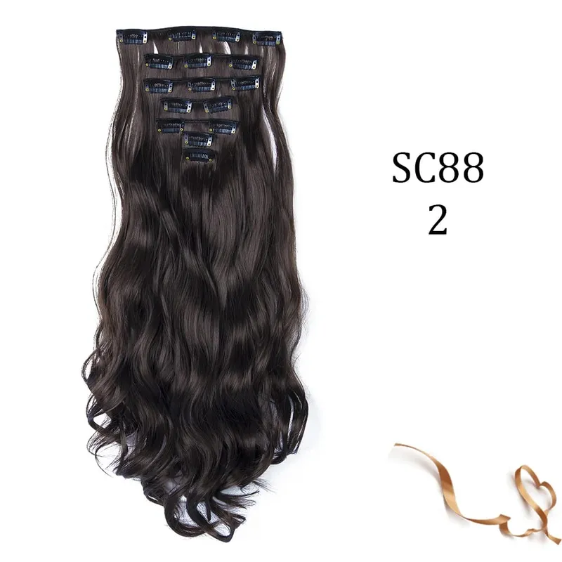 Synthetic 16 Clips In Hair Extension Long Straight Hair Fake False Hairpiece Clip In Hair Extension — image 8