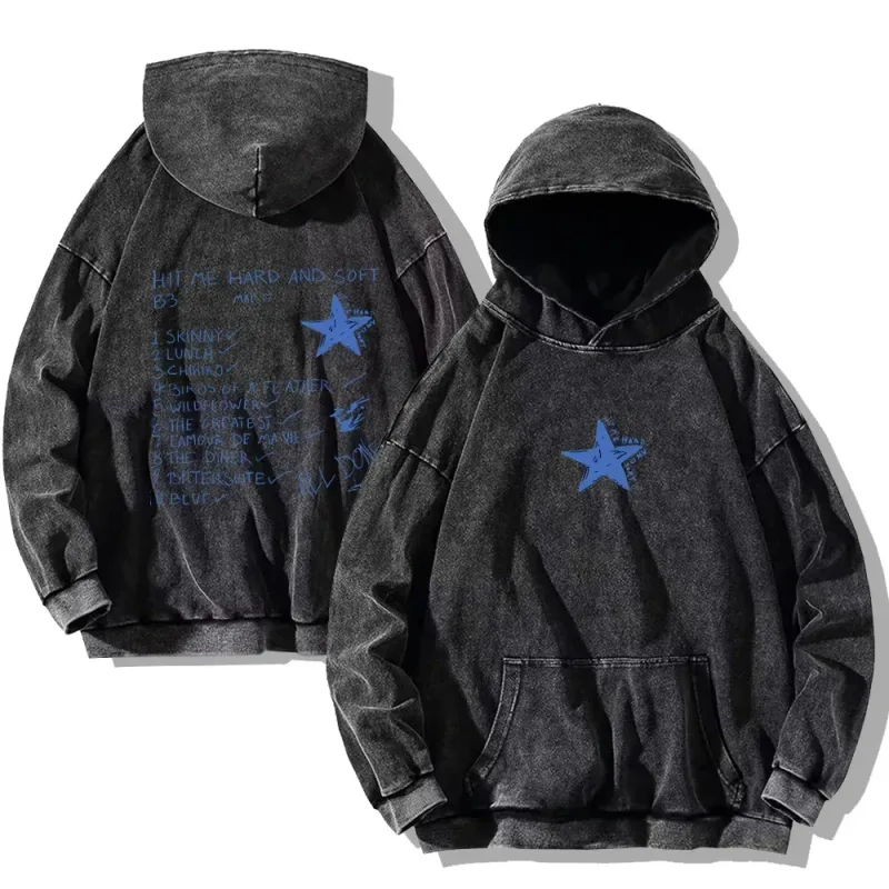 Hit Me Hard and Soft Washed Hoodies Vintage Cotton Hooded Pullover Men's Women's Loose Casual Gothic Sweatshirts Y2K Coat Unisex — image 4