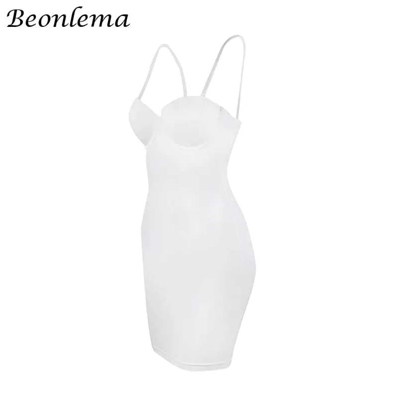 Vestido bodycon curto sem costas alças finas sólido casual sexy sem mangas verão cintura alta clube magro mini vestidos senhoras básico