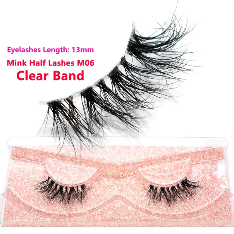 Demi-cils naturels 3D en vison, courts, duveteux, vaporeux, bande croisée, doux, Extension, maquillage — image 46