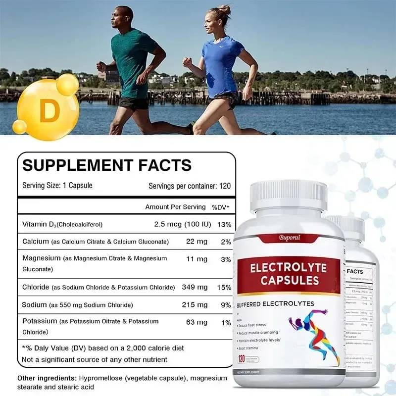 Electrolyte Capsules - Supports Electrolyte Balance Relieves Stress Supplements Sports Nutrition Improves Endurance Non-GMO — image 3