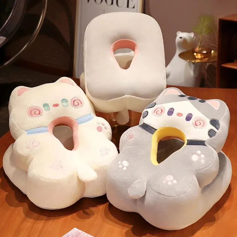 Ice Silk Plush Kawaii Sleeping Pillow Cartoon Cat Cushion for Office Chair Waist Backrest Cushion Sofa Home Decor Kid Gifts — image 2