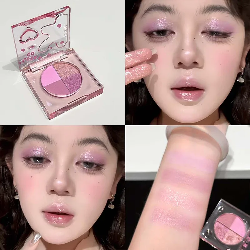 Mini 4-Color Eyeshadow Palette Natural Brightening Matte & Shimmer Lying Silkworm Eye Shadow Lavender Korean Makeup Cosmetics — image 9