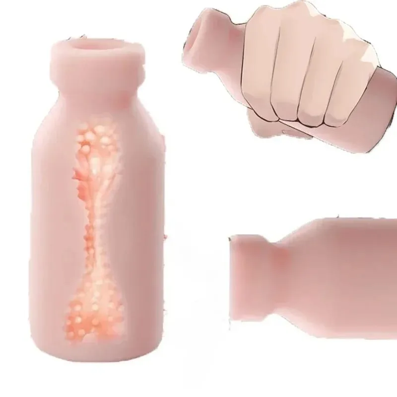 Male Masturbation Cup Milk Bottle Shape Silicone Masturbator Soft Emulational Vaginal Bulge Portable Manual Sex Toys for Man