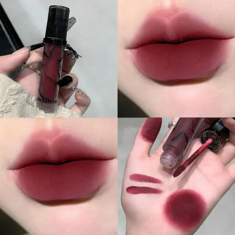Mármore fosco labial lama veludo macio nevoeiro matiz labial de longa duração antiaderente copo cosméticos labiais
