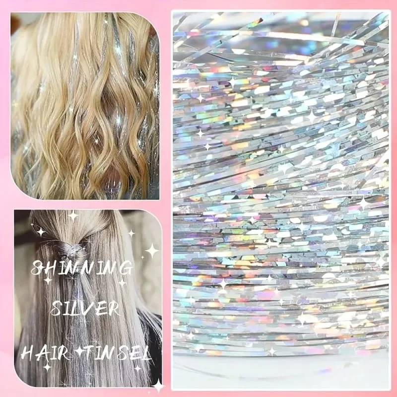 Extensions capillaires synthétiques brillantes de couleur arc-en-ciel, 90cm, 3 pièces/ensemble, guirlandes Laser longues et lisses, résistantes à la chaleur, Extensions de cheveux féeriques, fête quotidienne