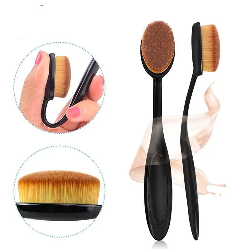 1Pc Oval Makeup Brushes Portable Toothbrush Oval Nylon Hair Cosmetic Makeup Blush Face Foundation Blending Brush Makeup Tool — image 4