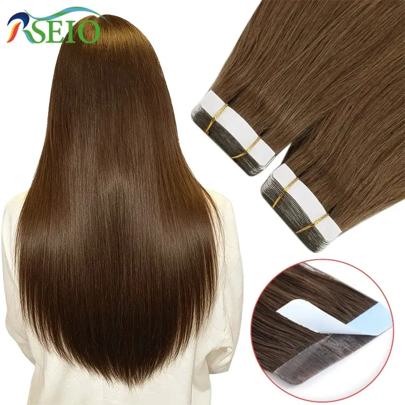 High Quality Straight Tape In Human Hair Extensions 100% Real Natural Hair Extension Black Brown Blonde Invisible For wome — image 2
