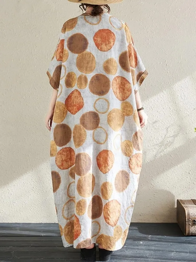 short sleeve oversize cotton vintage Polka Dot new in dresses for women casual loose maxi long summer dress elegant clothes 2026 — image 2
