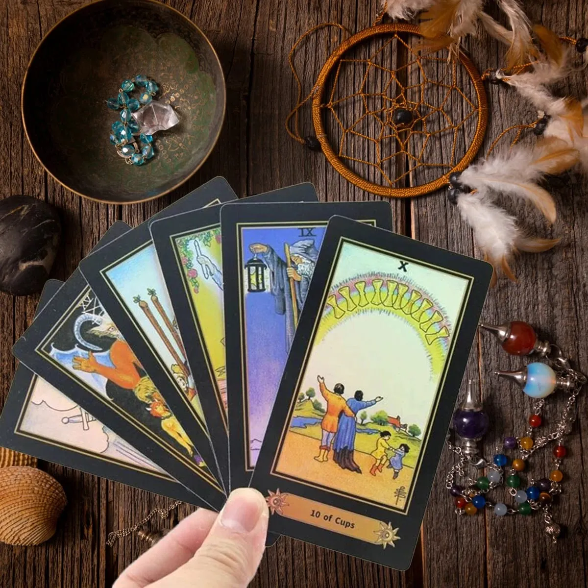 78 Holographic Tarot Cards with Guide Book Waterproof Future Telling Game for Beginners Edition Magician Tarot Deck Board Game — image 6