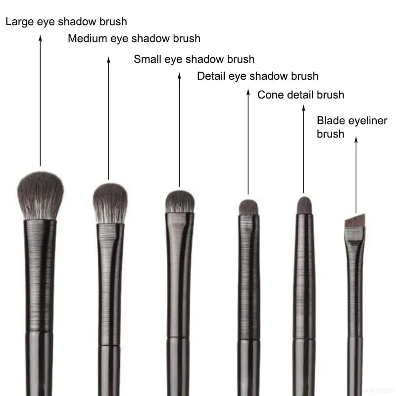 6pcs Black Eye Makeup Brushes Set Professional Contouring Eyeshadow Eyeliner Brush Portable Blending Facial Beauty Cosmetic Tool — image 3